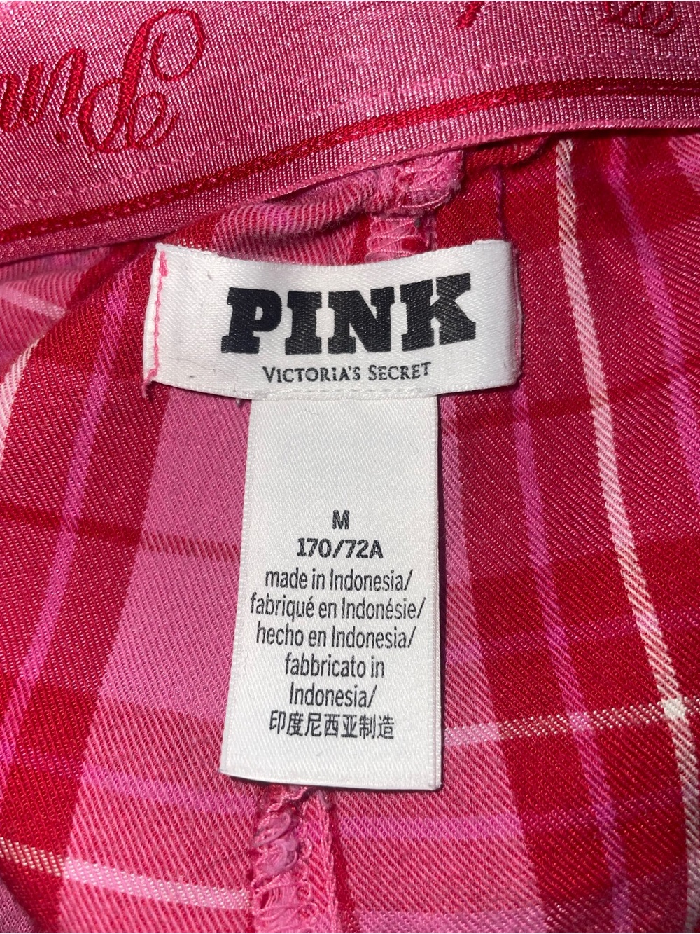 PINK Victoria's Secret Pink and Red Plaid Cotton Sleep Shorts - Picture 3 of 3